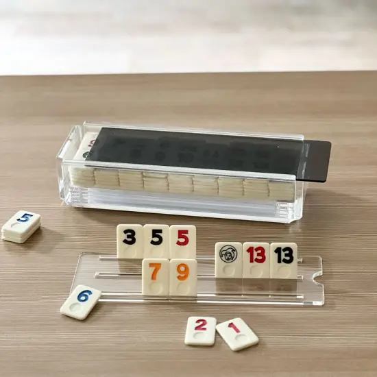 Lucite Rummy Game White Marble Lid {5}