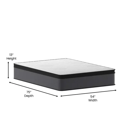 Merrick Lane Lofton Full Size 13" Euro Top Mattress in a Box with Hybrid Pocket Spring and Foam Design for Supportive Pressure Relief {6}