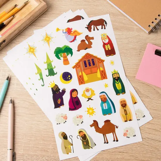 864-Piece Christmas Stickers, 36 Sheets Nativity Scene Stickers for Scrapbooking, DIY Crafts, Holiday Card Making, Gift Wrapping, Decorations, and Classroom Projects {2}