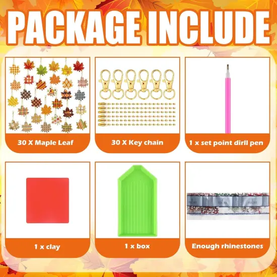 DIY Maple Leaf Fall Diamond Painting Keychain Ornaments Kits for Adults {4}