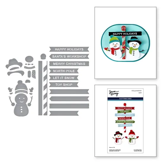 Spellbinders Etched Dies By Simon Hurley-North Pole Sentiments {6}
