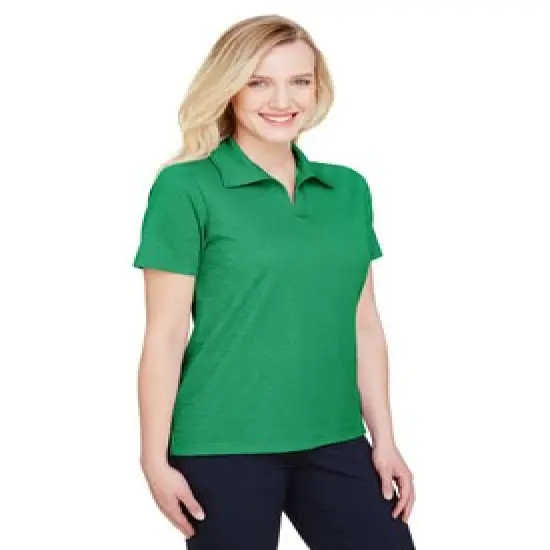 Devon & Jones&reg; CrownLux Performance Ladies Address Melange Polo Black Heather {4}