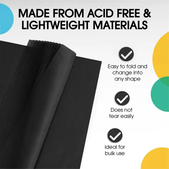 Tissue Paper for Gift Bags -20" X 30" Bulk Tissue Paper Dark Blue 480 Sheets - 10lb Newsprint for Packing, Birthday Gift Box Filler, Packing Supplies for Moving SuppliesBlack {3}