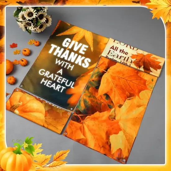 4 Pcs Church Banners for Sanctuary Wall Fall Harvest Banners-2 x 6 Feet (Classic Style) {4}