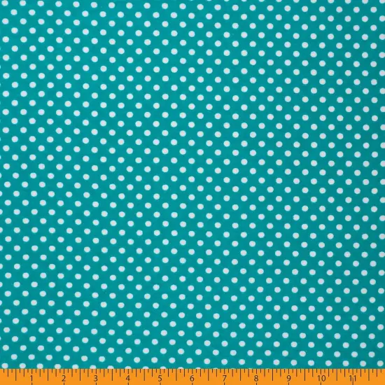 Mook Fabrics Polka Dot Flannel Fabric [43 in. Wide] - By The Yard Teal/White {3}