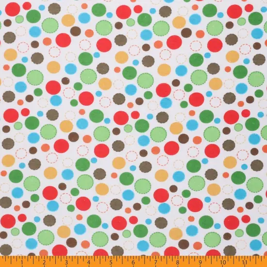 Mook Fabrics Multi Circle Flannel Fabric [43 in. Wide] - By The Yard White {3}