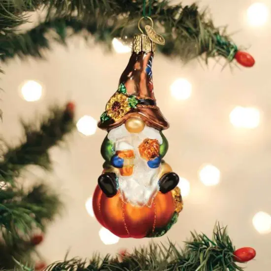 Old World Christmas 4.0 Inch Fall Harvest Gnome Fall Tree Ornament , Pumpkin Spice Sunflower Orange {3}