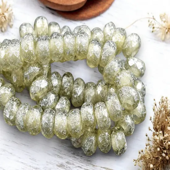 *25* 5x8mm Smoky Gray Mercury Faceted Large Hole Rondelle Roller Beads {6}