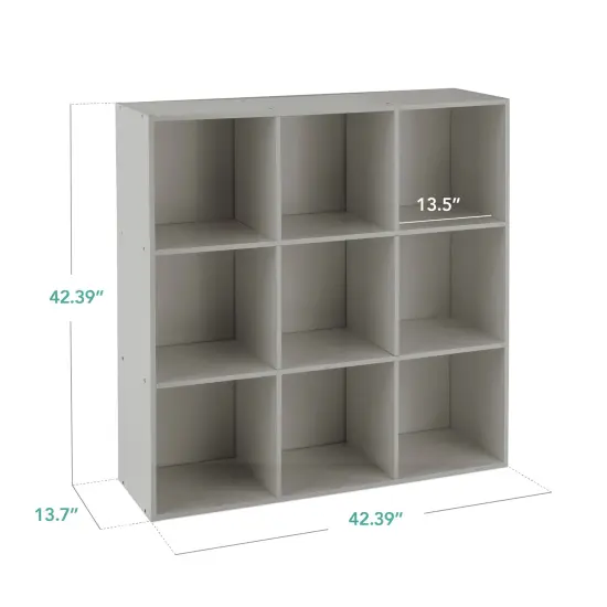 Best Choice Products 9-Cube Bookshelf, 13.5in Display Storage System, Organizer w/ Removable Back Panels Gray {2}
