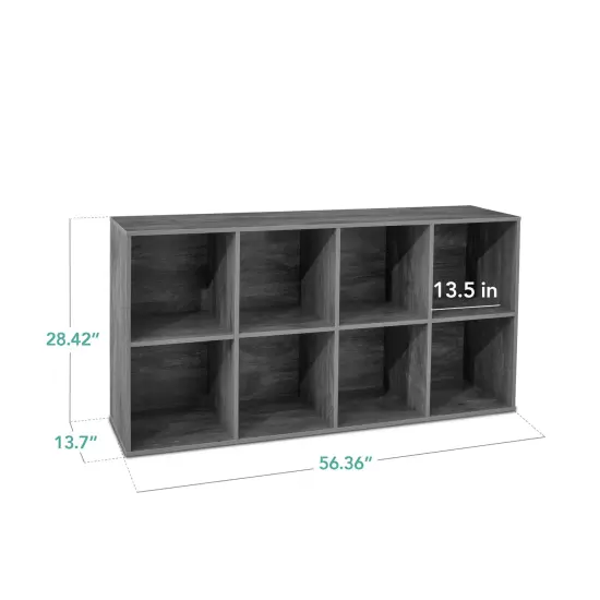 Best Choice Products 8-Cube Bookshelf, 13.5in Display Storage System, Organizer w/ Removable Back Panels Dark Gray {2}