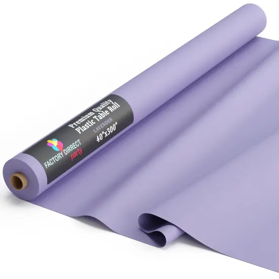 Exquisite Plastic Table Cover Roll &ndash; 40" x 300' Disposable Tablecloth Roll &ndash; Premium Thick 0.5 MIL Plastic Banquet Roll &ndash; Party Table Cover Roll for Events & Catering Lavender {1}