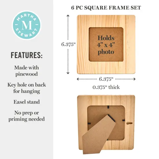 Martha Stewart&trade; 4" x 4" Hardwood Square Frames - 6 pc. - 68706 {2}