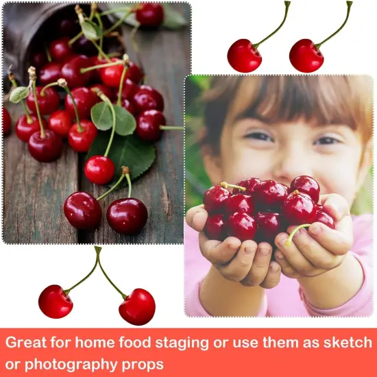 50 Pieces Fake Cherries Artificial Fruit Decorations {4}