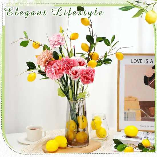 13 Pcs Faux Fruit Decoration Set Includes 3 Pcs 31.5 Inch Artificial Lemon Branch 10 Pcs 3 x 2 {3}
