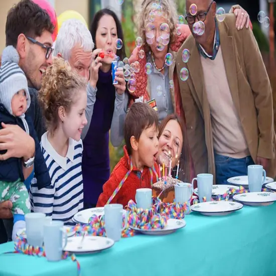 Exquisite Party Solids 54" x 100' Plastic Table Cover Roll with Slide Cutter &ndash; Cut-to-Size Dispenser Box &ndash; Makes Up to 36 Disposable 8' Rectangle Tablecloths Light Blue {2}