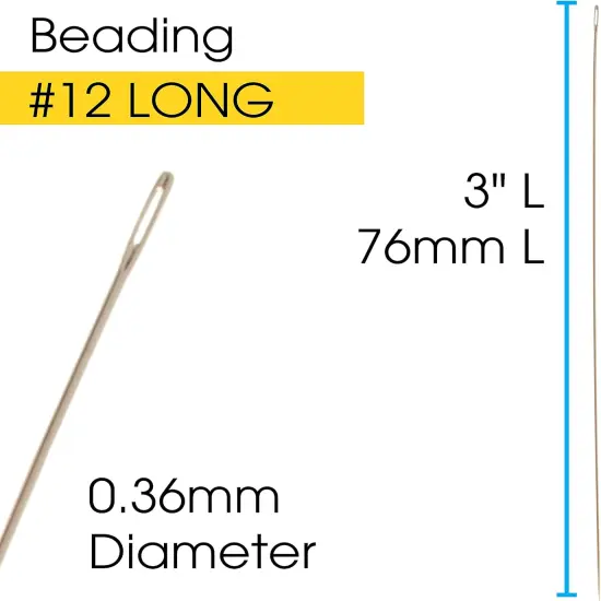 The Beadsmith Extra Long Beading Needles &ndash; Size 12, Card of 4 Needles &ndash; for Loom Weaving Beadwork, Pearl Stringing and Jewelry Making with Seed Beads {5}
