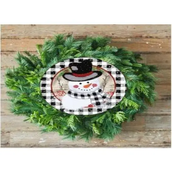 Black White Plaid Snowman Sign {5}