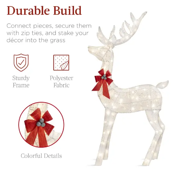 Best Choice Products 3-Piece Lighted Christmas Deer Set Outdoor Yard Decoration with 360 LED Lights, Stakes White {4}