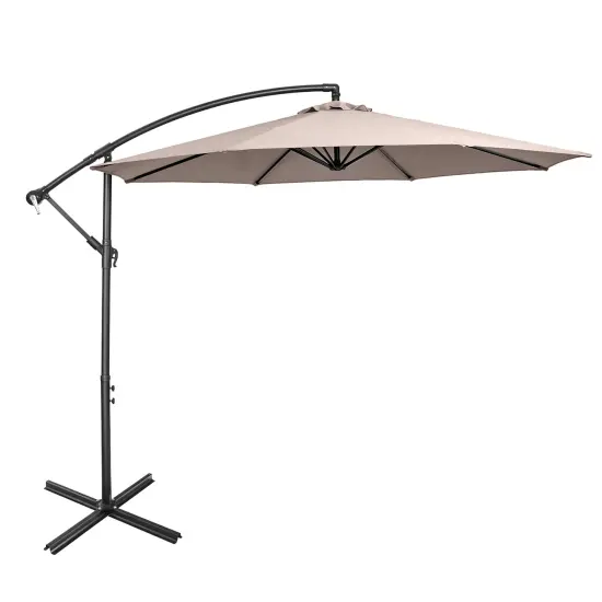 Costway10 FT Patio Offset Umbrella w/8 Ribs Cross Base Tilt {11}