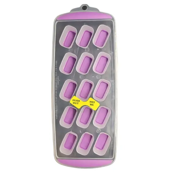 Handy Housewares 15 Rectangle Cube Flexible Silicone Bottom Push-Out Ice Cube Tray Purple {1}