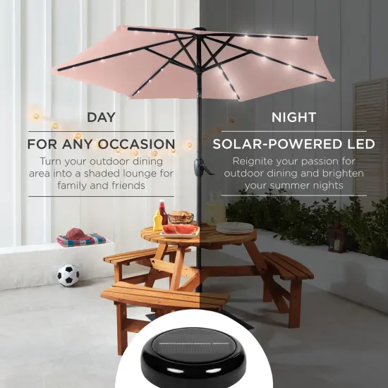 Best Choice Products 7.5ft Outdoor Solar Patio Umbrella for Deck, Pool w/ Tilt, Crank, LED Lights Rose Quartz {3}