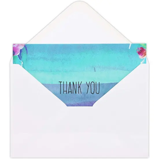 Blank Thank You Cards and Envelopes, Cute Watercolor Greeting Cards (4 x 6 In, 48 Pack) Multicolor {7}