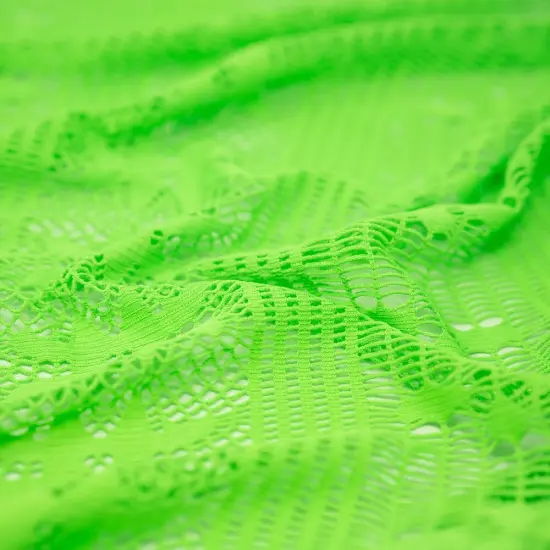 1 Yard Cindy Knitted Stretch Lace Fabric, 58" Wide 2 Way Stretch Polyester Lime {1}