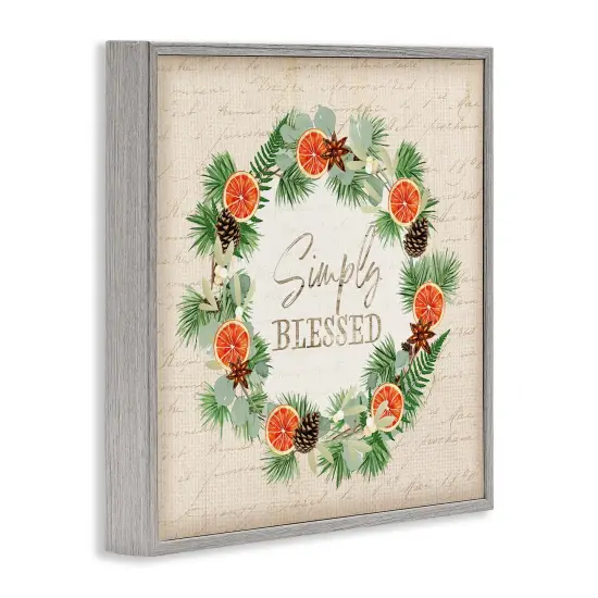 Simply Blessed Botanical Wreath Framed Giclee Art Gray {3}