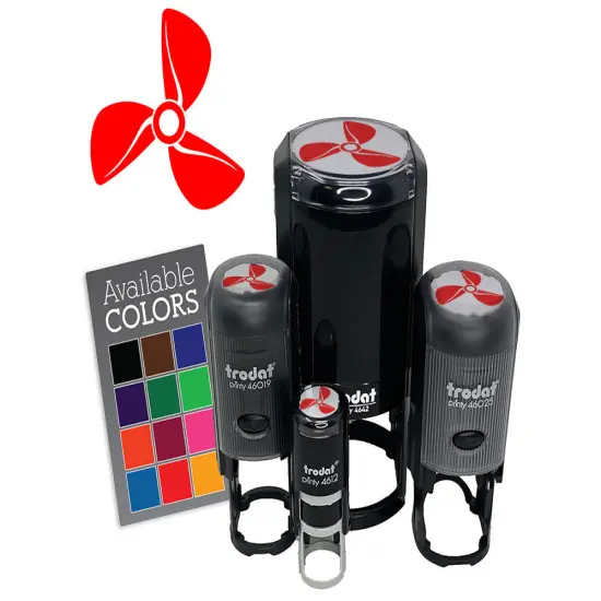 Propeller Boat Plane Aviation Pilot Fan Wing Blade Self-Inking Rubber Stamp Blue {7}