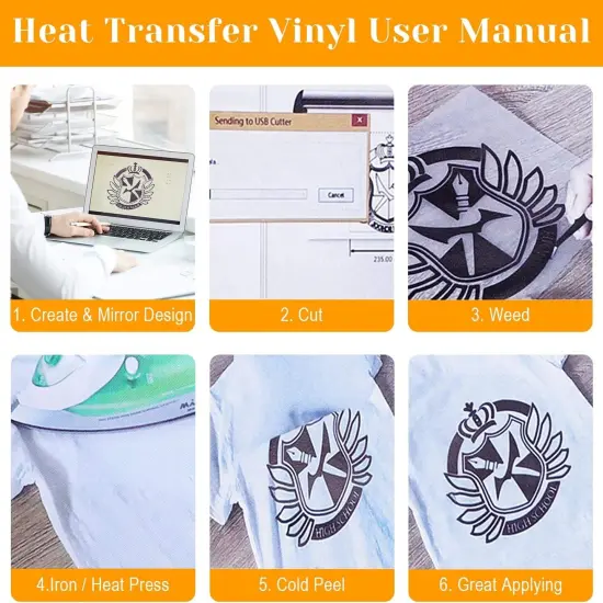 12" x 24ft Heat Transfer Vinyl Rolls,2 Rolls Black and White-(12 Inches by 12 Feet Per Roll) {5}