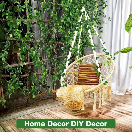 12 Pcs 5.6ft Artificial Wedding Scindapsus Vines Garland Faux Vine Garlands Realistic Plastic Leaves Fake Hanging Greenery Plant for Wedding Centerpiece Table Party Indoor Outdoor Wall Decor {5}