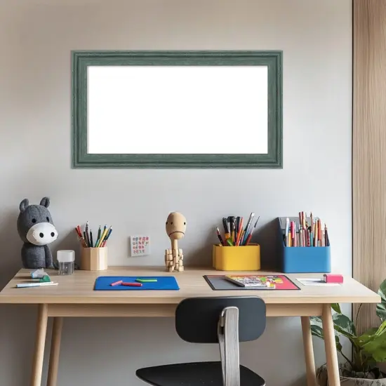 Upcycled Framed Dry Erase Magnetic Board Teal Grey {5}