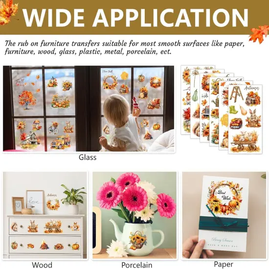 6 Sheets Fall Rub on Transfers for Craft {2}