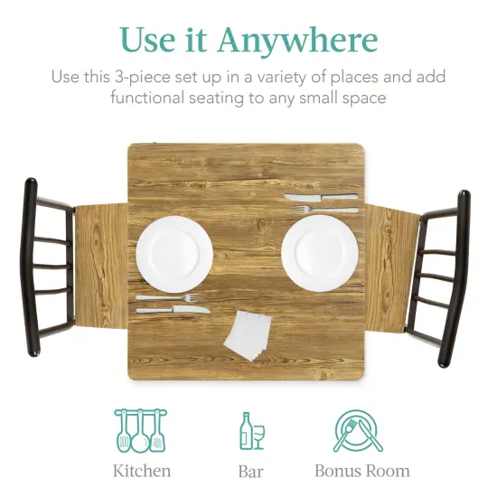 Best Choice Products 3-Piece Indoor Metal Wood Square Dining Table, Furniture Set w/ 2 Chairs Brown {4}