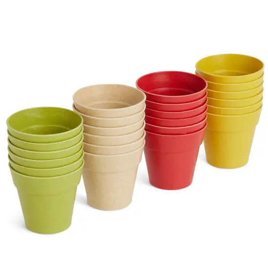 24 Pack Tiny Plastic Pots for Plants 1.5 Inch, Mini Planters for Flowers, Succulents (4 Colors), 6.4*6.4*5.7CM Multicolor {7}