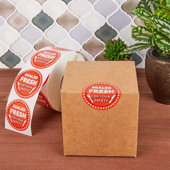 1000-Pieces of Tamper Evident Labels Roll for Food Delivery, 2 Inch Round Sealed Fresh for Your Safety Stickers, Tape for Restaurant Packages, Diners, Business Labeling {3}
