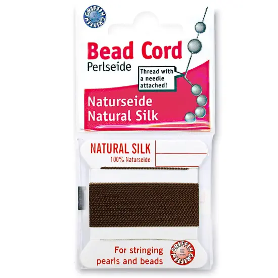 Size 16 Griffin Bead Cord 100% Natural Silk Brown {1}
