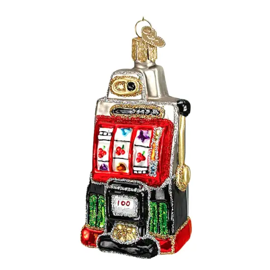 Old World Christmas 3.25 In Slot Machine Christmas Tree Ornament , Ornament Christmas Glittered Gambling Multicolored {1}