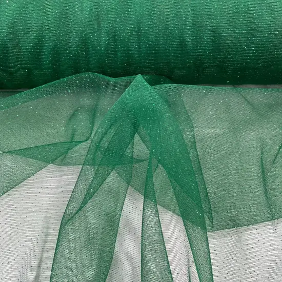 1 Yard Glitter Mesh Fabric 60" Width, 100% Polyester Sheer Sparkle for Dresses & Decor Hunter Green {1}