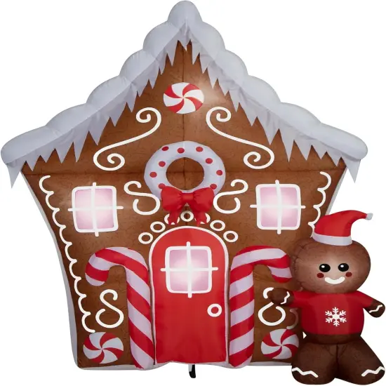 8.5' Gemmy Airblown Inflatable Christmas Gingerbread House w/ Gingerbread Man Yard Decoration 883596 {1}