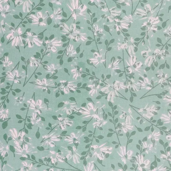 Mook Fabrics Aster Floral Cotton Fabric [108 in. Wide] - By The Yard Granite Green {1}