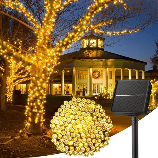 Minetom Solar String Lights for Outside - 40 FT 100 LED Christmas Solar String Lights with 8 Lighting Modes, IP65 Waterproof Solar Lights Outdoor, Solar Lights for Outside Tree Party Decor, Warm White {1}