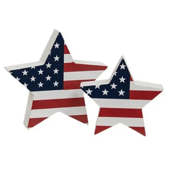 Set of 2 Wooden Decor for Independence Day Celebrations Stars & Stripes {5}
