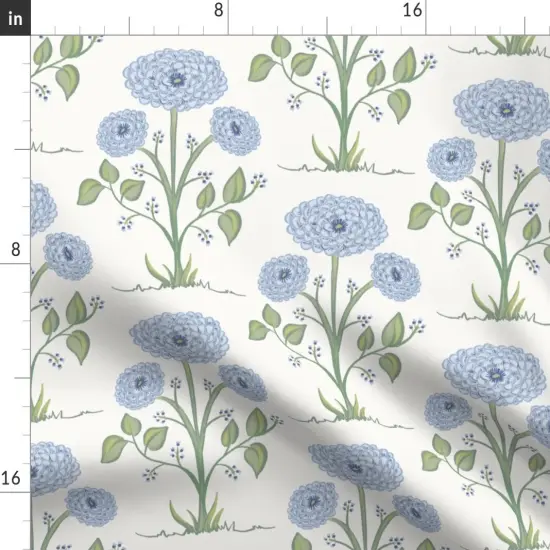 Various Fabrics by the Yard or Fat Quarter Blue Cottage Floral Spring Garden Mum Botanical Traditional Blooms Farmhouse Flowers Custom Printed Fabric by Spoonflower {2}