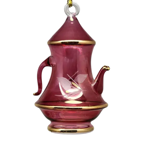 Gold Rimmed Teapot Solid - Red Small {2}