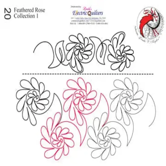 020 Feathered Rose Collection 1 Pantograph by Linda V. Taylor {1}
