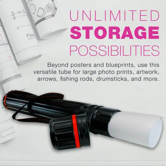Large Telescoping Drafting Tube (Pack of 2) - 4-7/8" Outside/4-1/2" Inside Diameter, Expands 30-1/4" to 47-3/4", with Shoulder Strap {5}