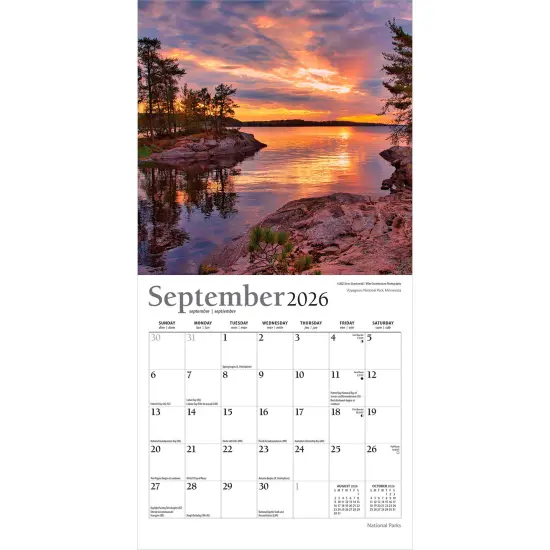 National Parks | 2026 7 x 14 Inch (Hanging) Monthly Mini Wall Calendar | Foil Stamped Cover {4}