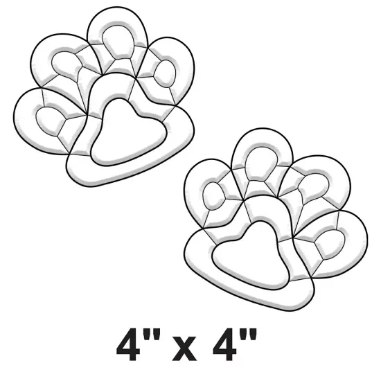 4" X 4" Exquisite Clear Glass Paw Prints Bevel Cluster EC190 {1}