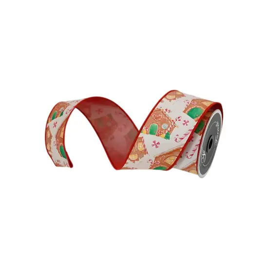 2.5" Gingerbread Village Ribbon: White (10 Yards) {1}